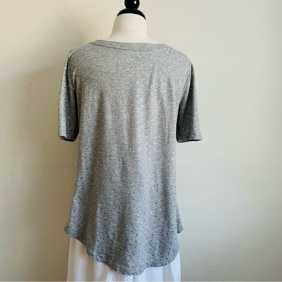 LOFT Heather Gray Gold Polka Dot Tee - Picture 6 of 8
